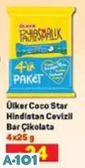 ÜLKER COCO STAR HİNDİSTAN CEVİZLİ BAR ÇİKOLATA 4X25 G
